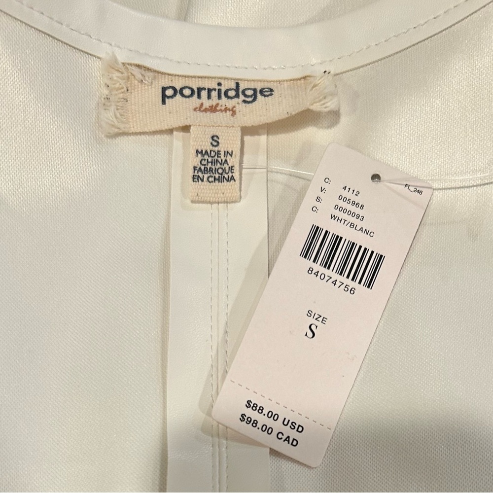 NEW Porridge White Collin Faux-Leather Short-Sleeve Crew Neck Top, Size S - Picture 4 of 7